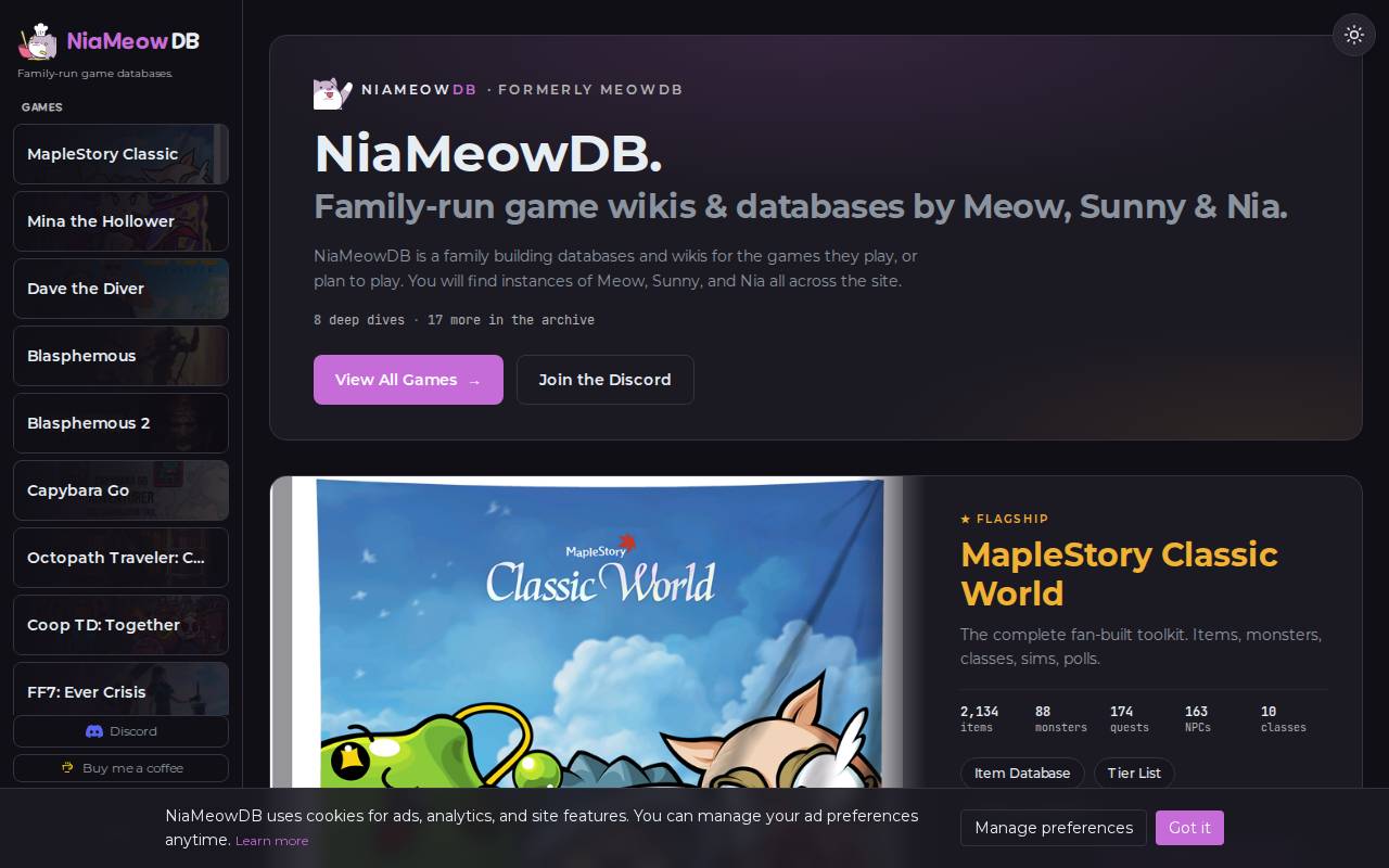 Screenshot of meowdb.com