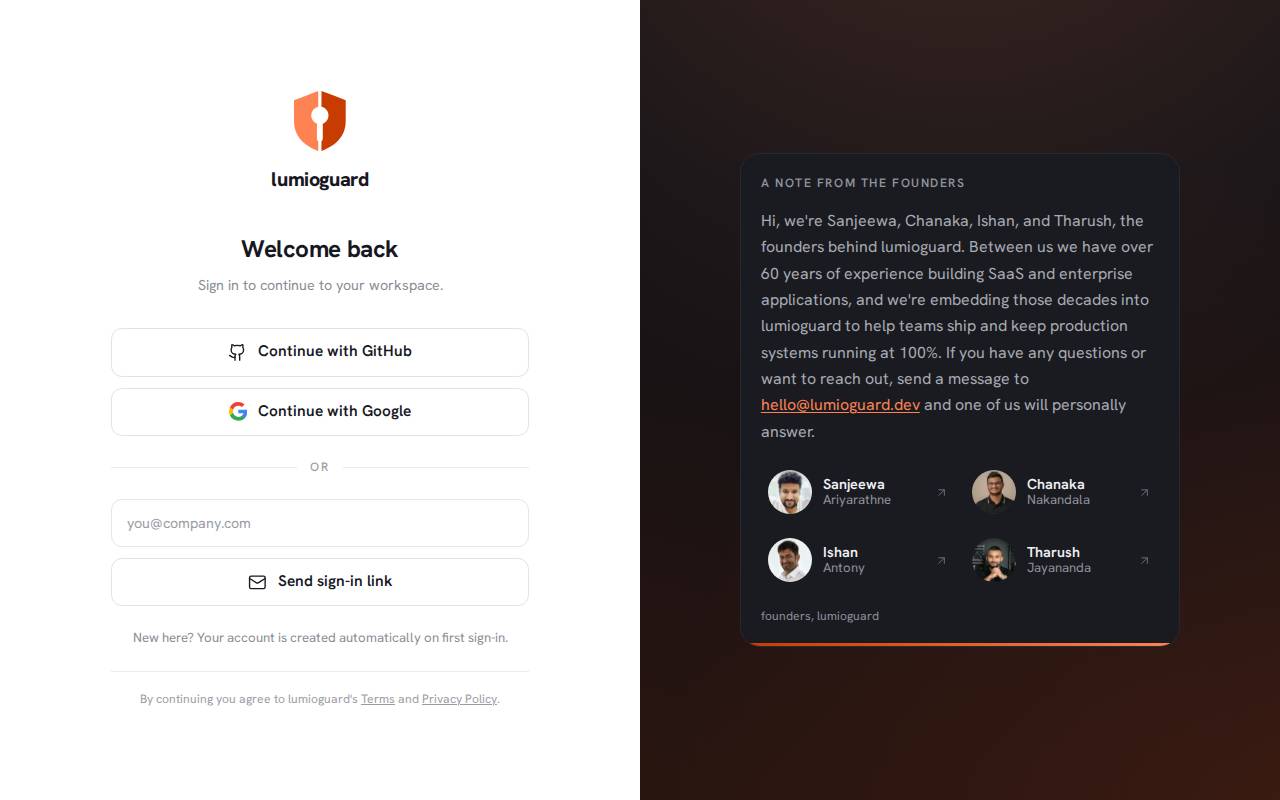 Screenshot of app.lumioguard.dev