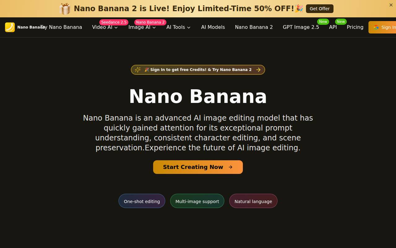 Screenshot of nanobanana.io