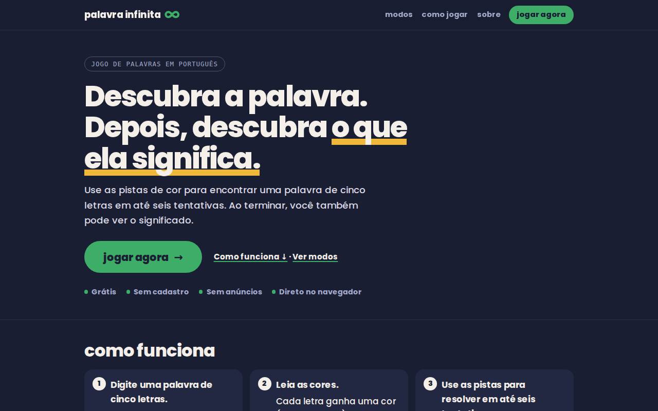 Screenshot of palavrainfinita.com.br