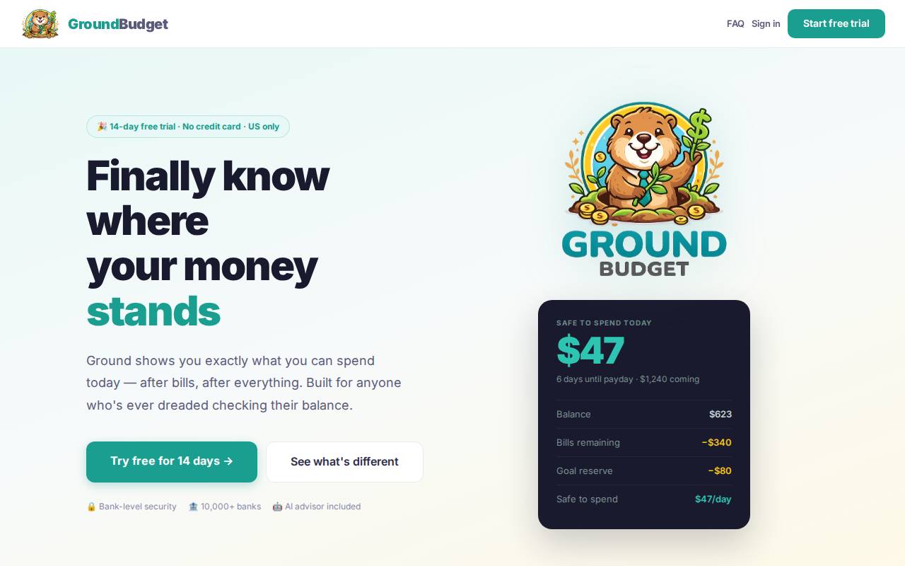 Screenshot of groundbudget.com