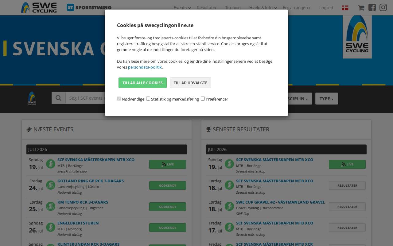 Screenshot of swecyclingonline.se