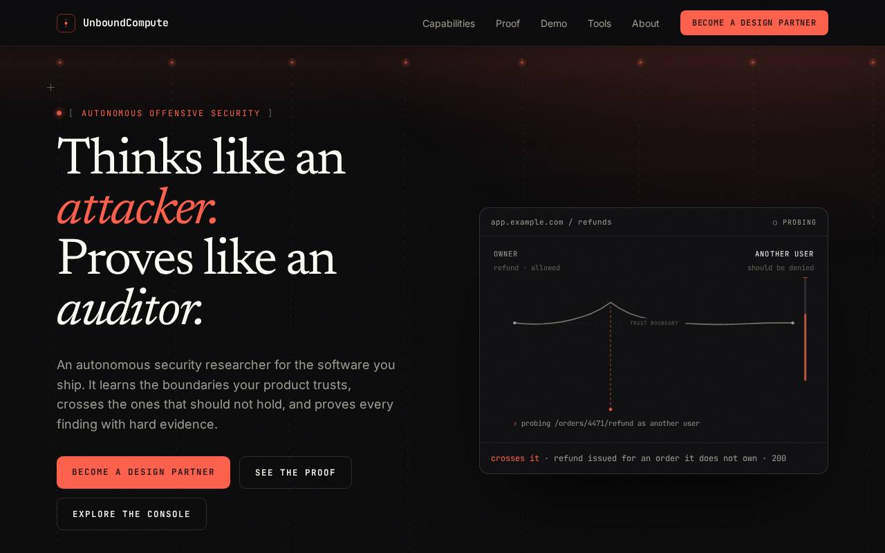 Screenshot of unboundcompute.com
