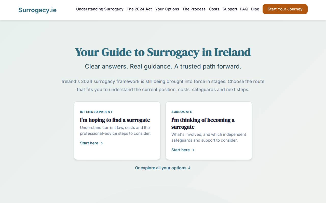 Screenshot of surrogacy.ie