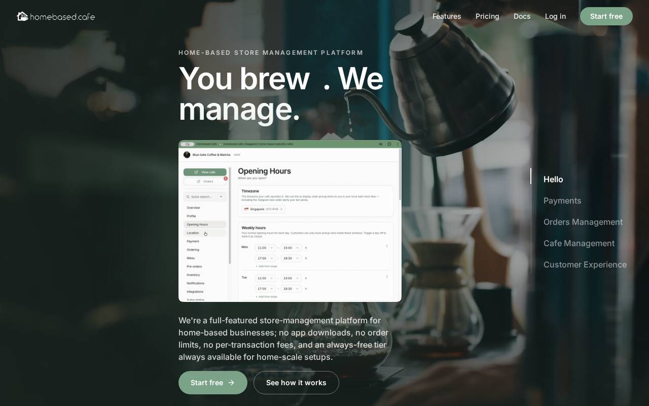 Screenshot of homebased.cafe