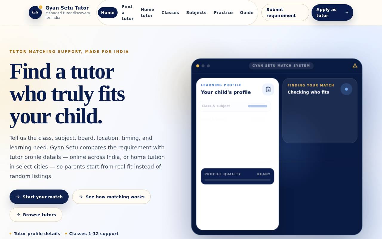Screenshot of www.gyansetututor.in