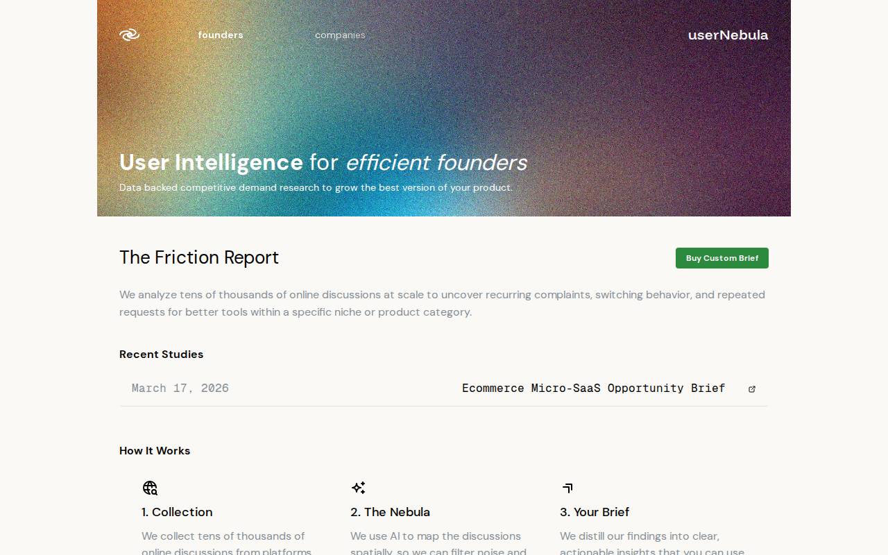 Screenshot of usernebula.com