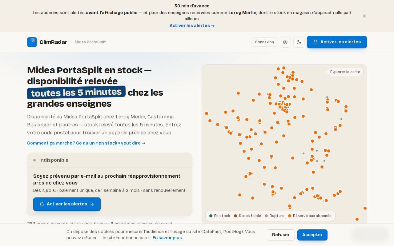 Screenshot of climradar.fr