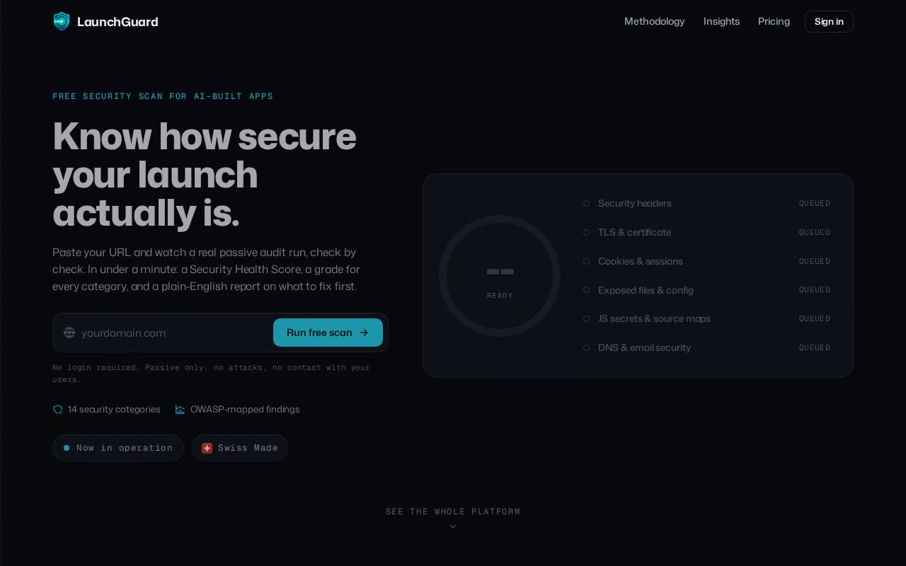 Screenshot of launchguard.ai