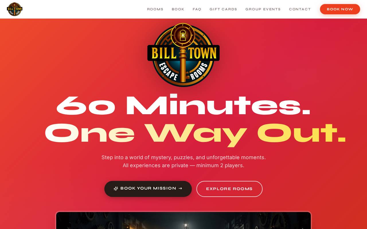 Screenshot of billtownescaperooms.com