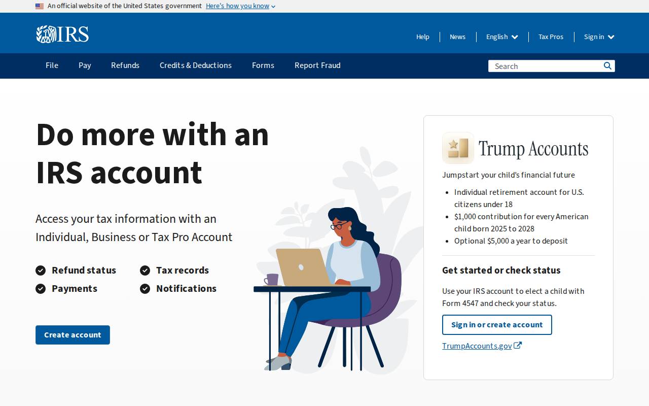 Screenshot of irs.gov
