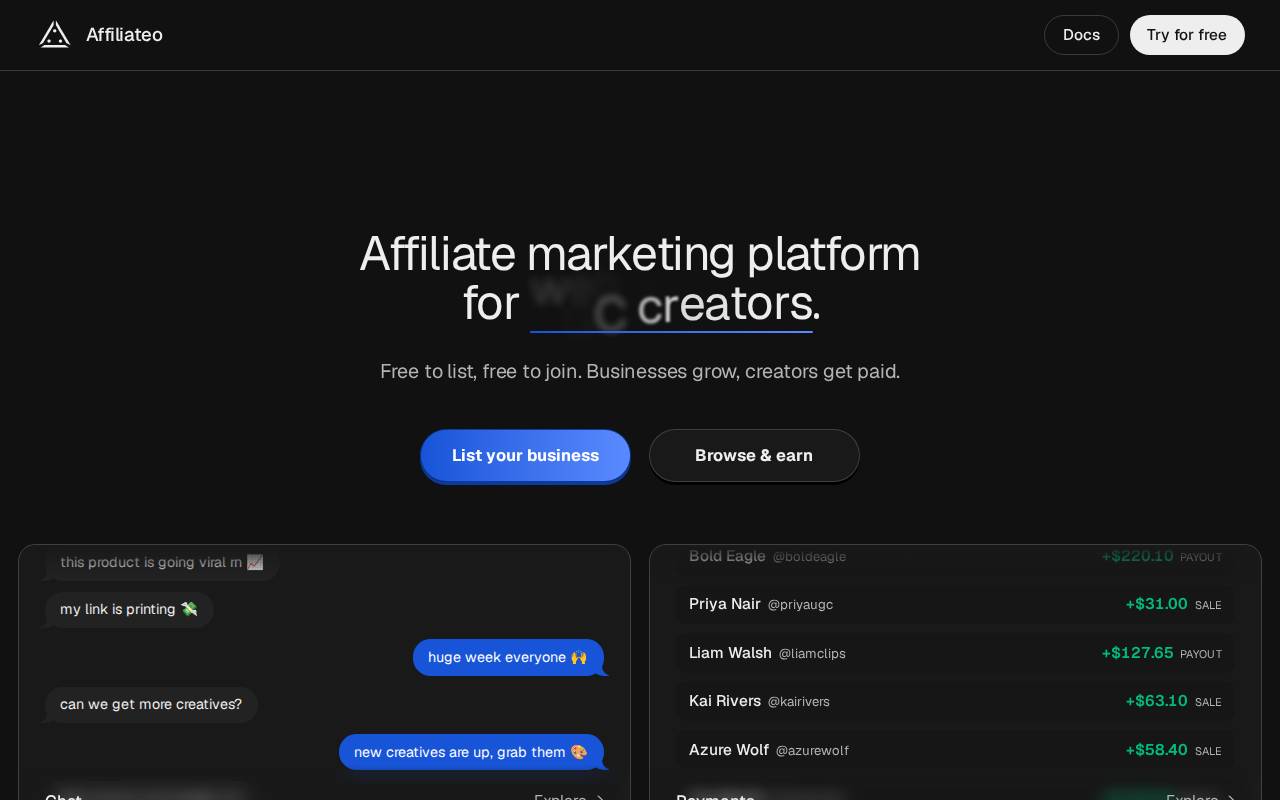 Screenshot of affiliateo.com