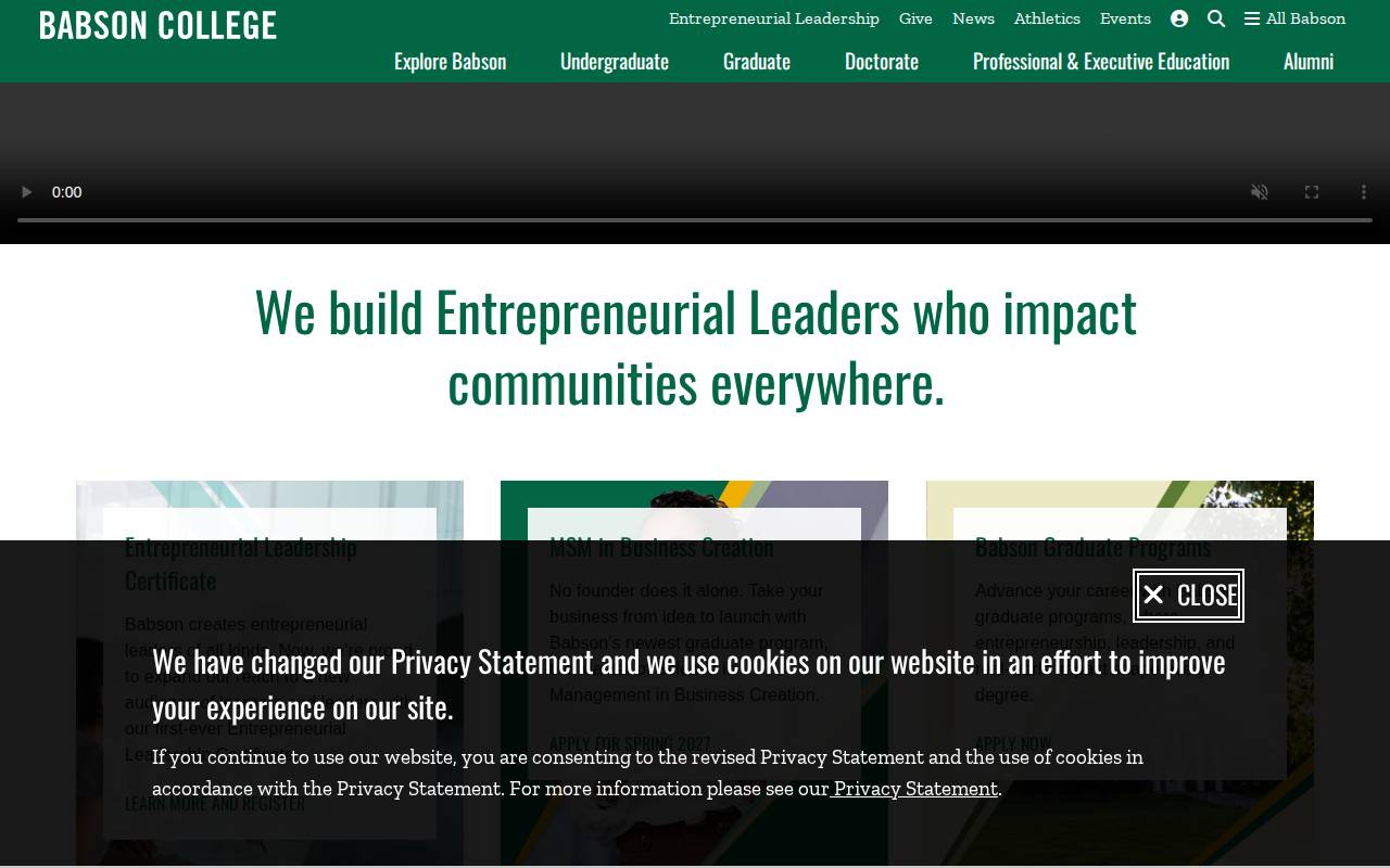 Screenshot of babson.edu