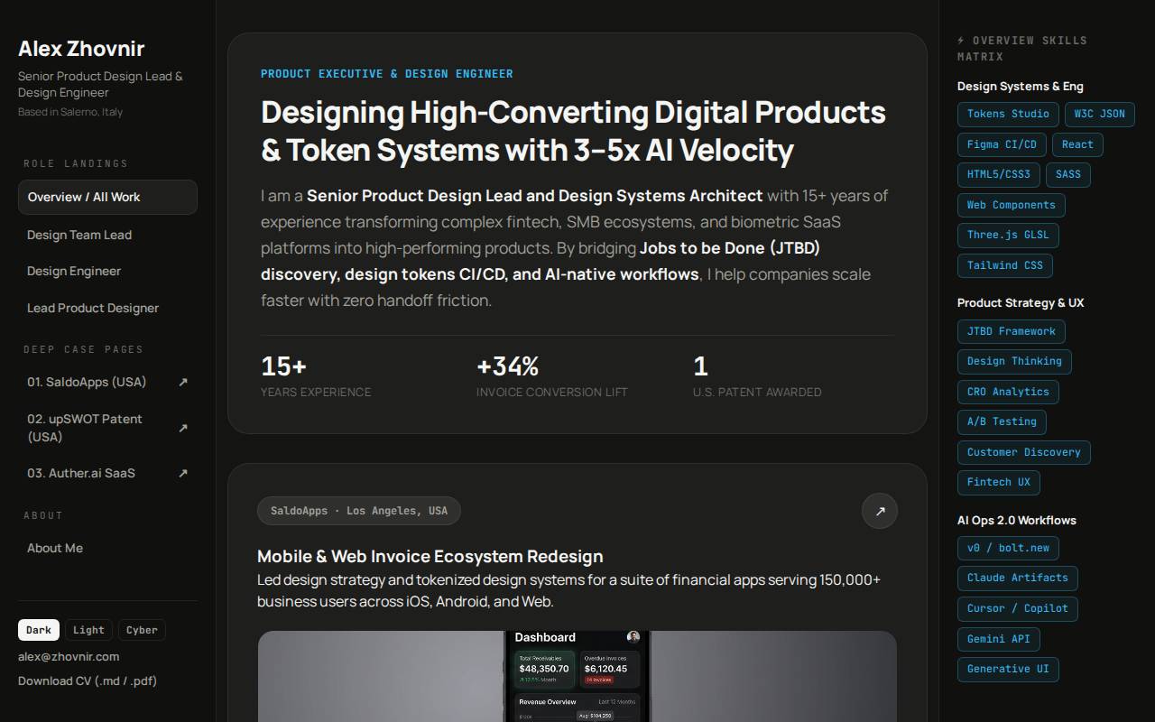Screenshot of alex.zhovnir.com