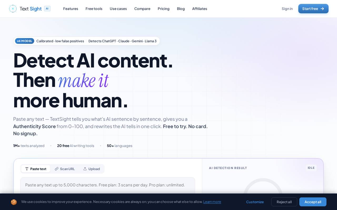 Screenshot of textsight.ai