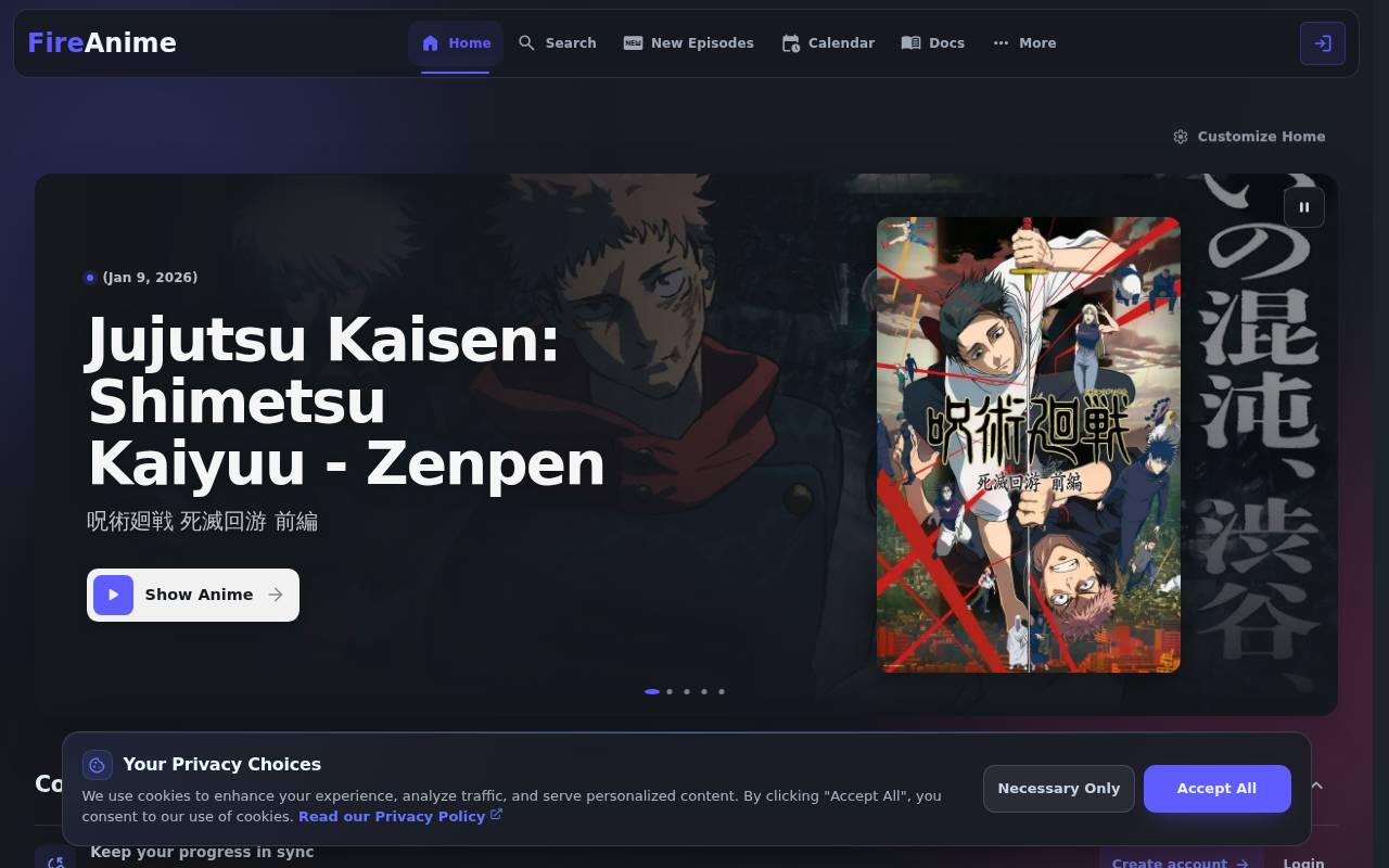 Screenshot of fireani.me