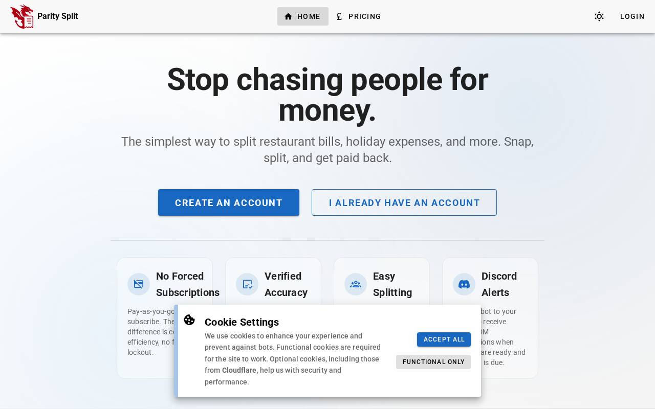 Screenshot of paritysplit.co.uk