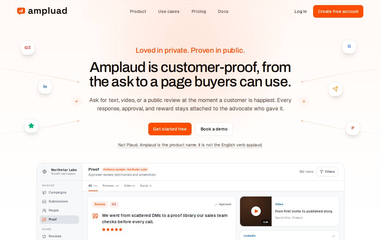 Screenshot of amplaud.com