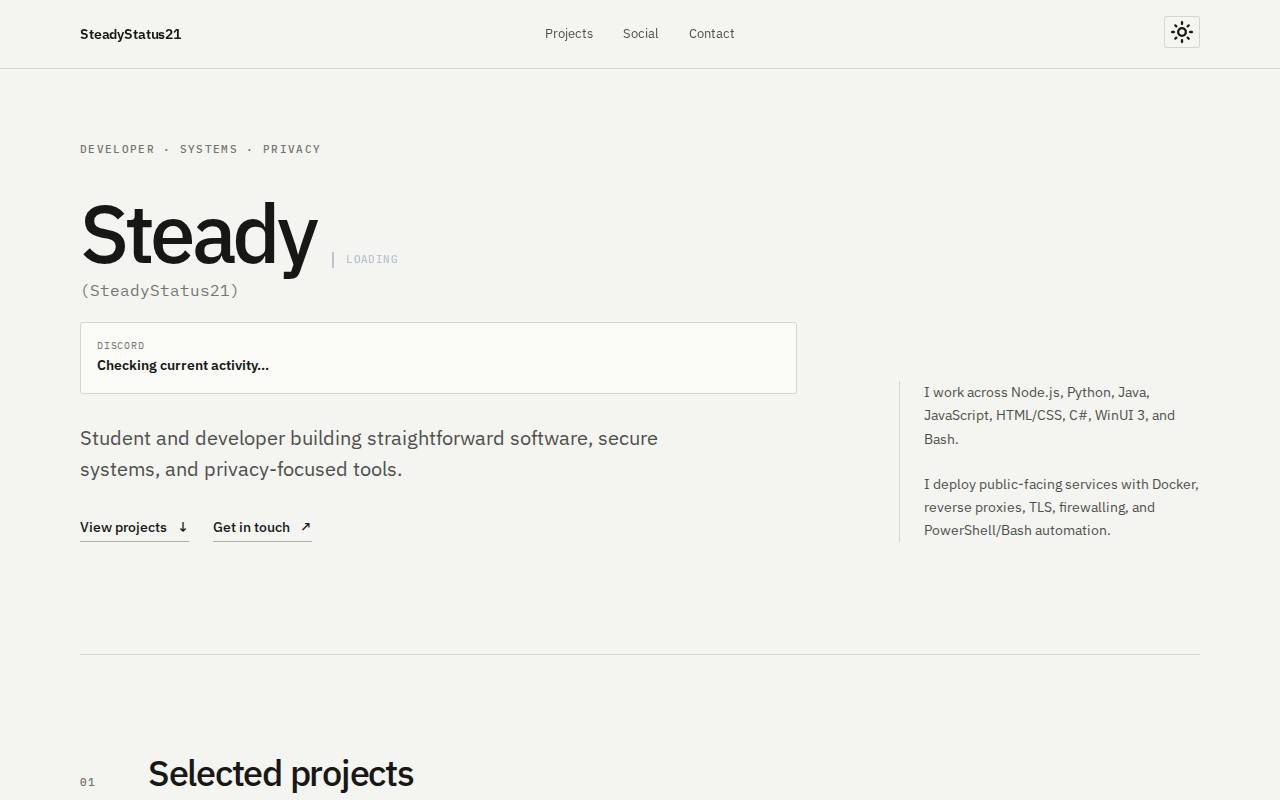 Screenshot of steadystatus21.com
