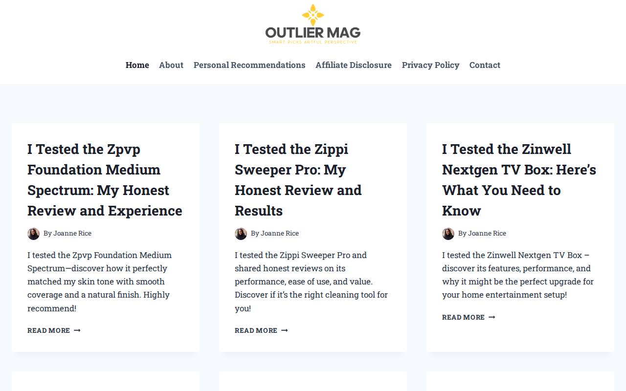 Screenshot of outliermag.com