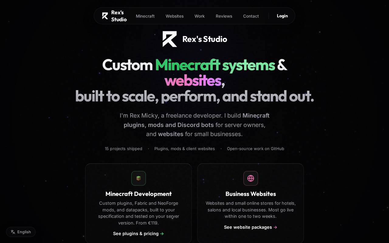 Screenshot of studio.rexmicky.dev