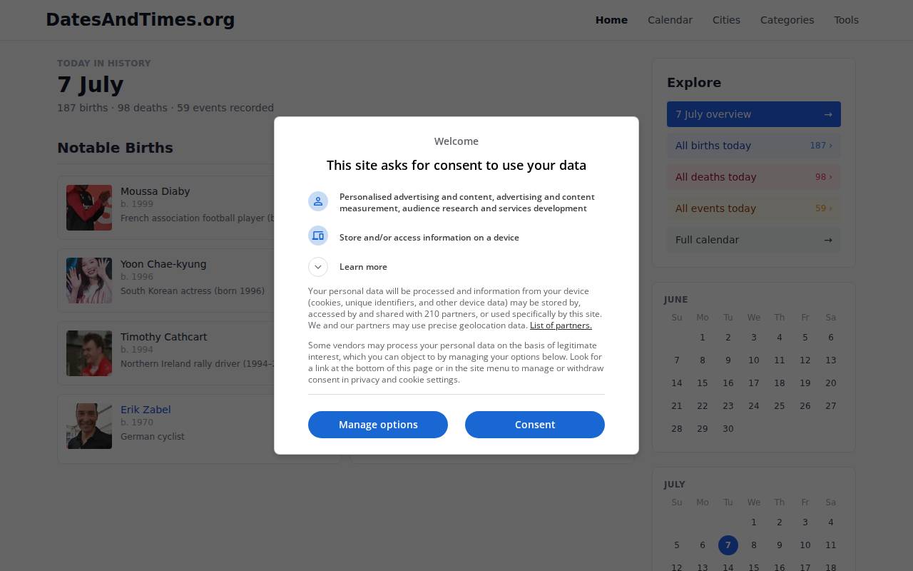 Screenshot of datesandtimes.org