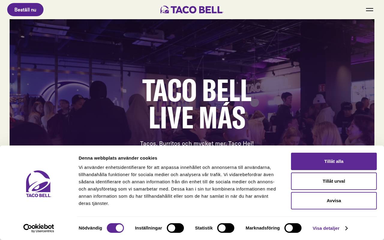 Screenshot of tacobellsverige.se