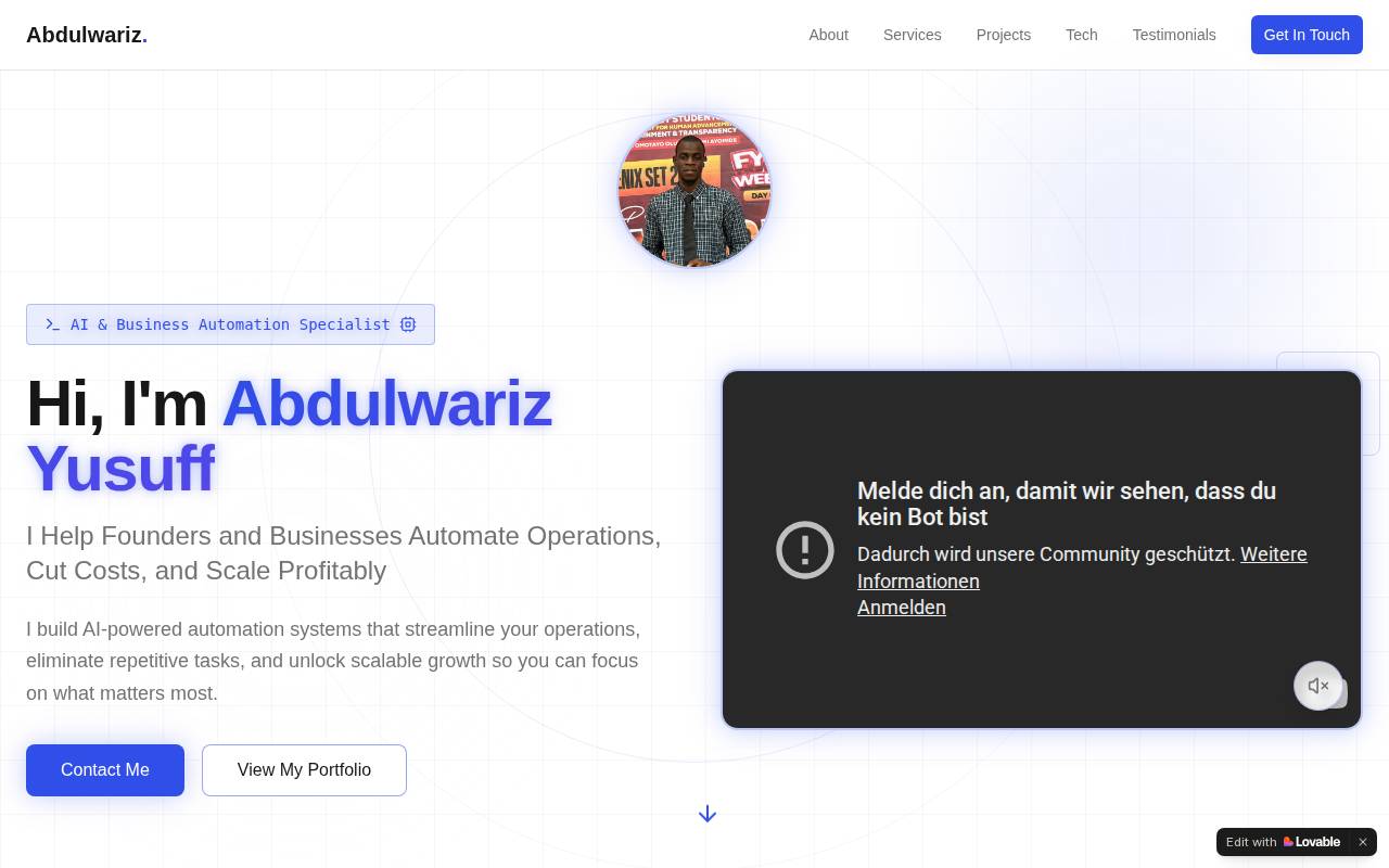 Screenshot of abdulwarizyusuff.lovable.app