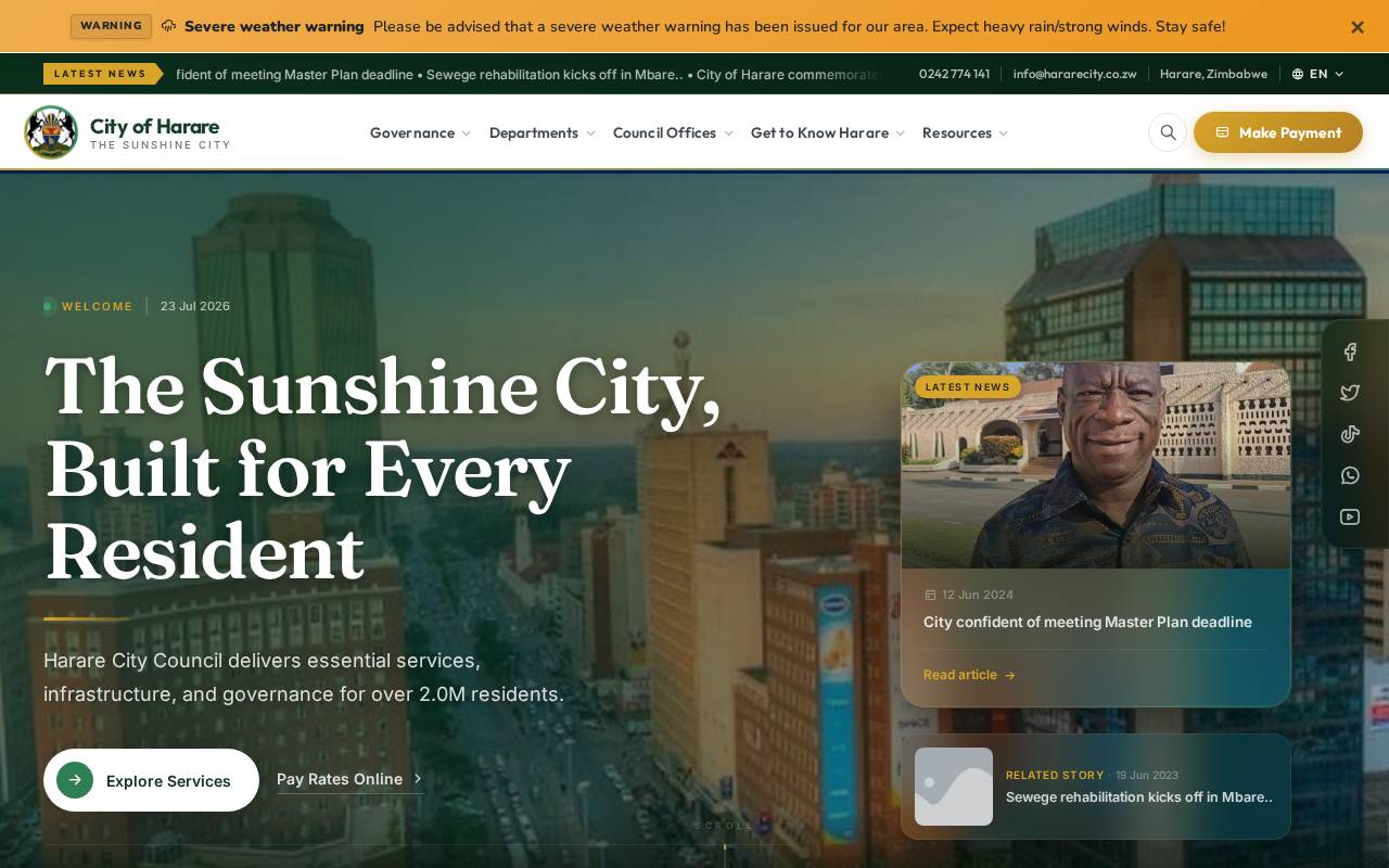 Screenshot of hararecity.mugonat.dev