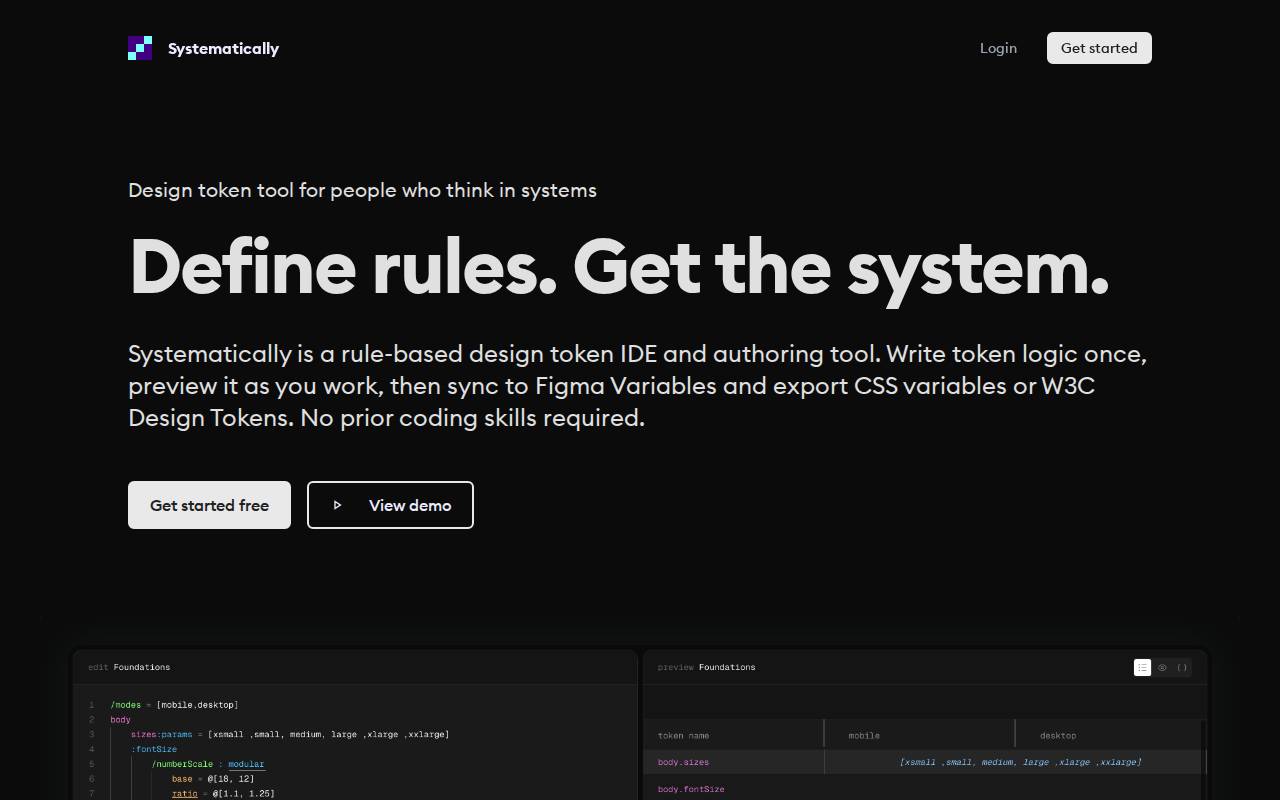 Screenshot of systematically.io