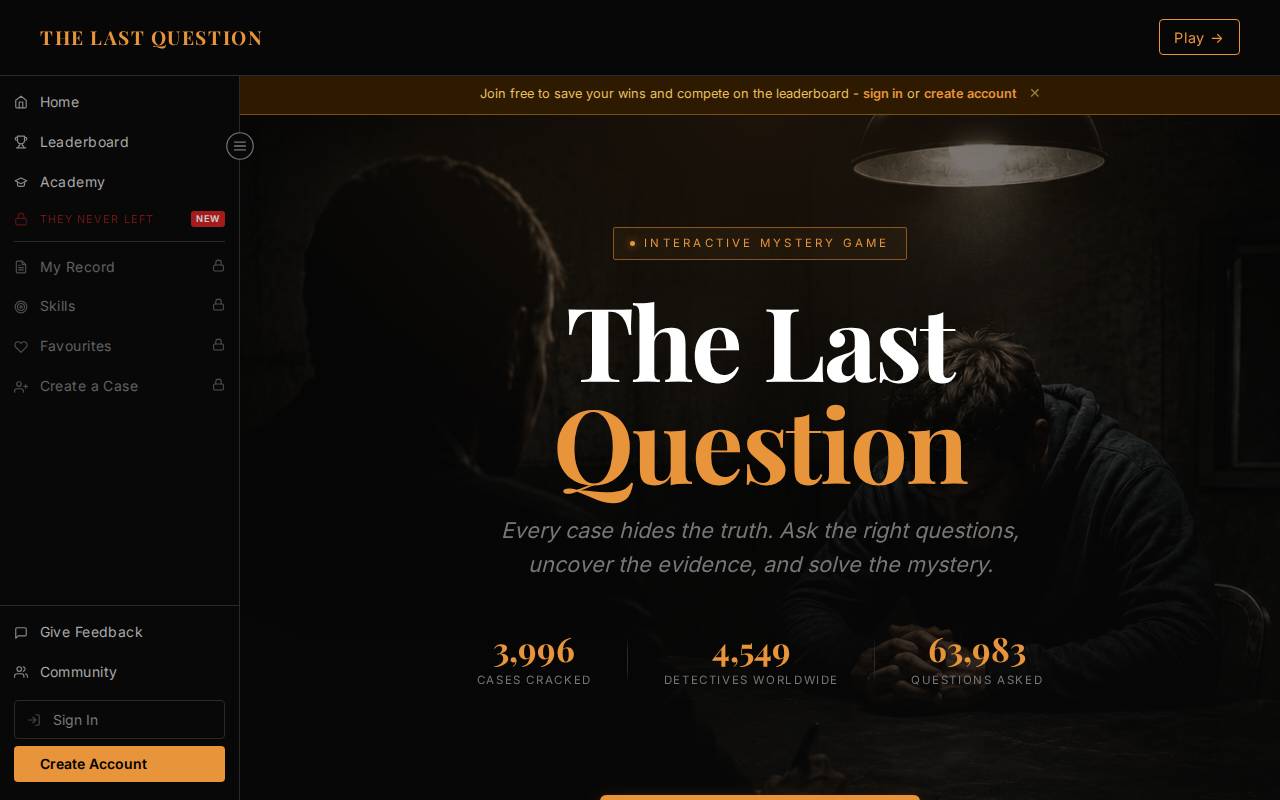 Screenshot of thelastquestion.io