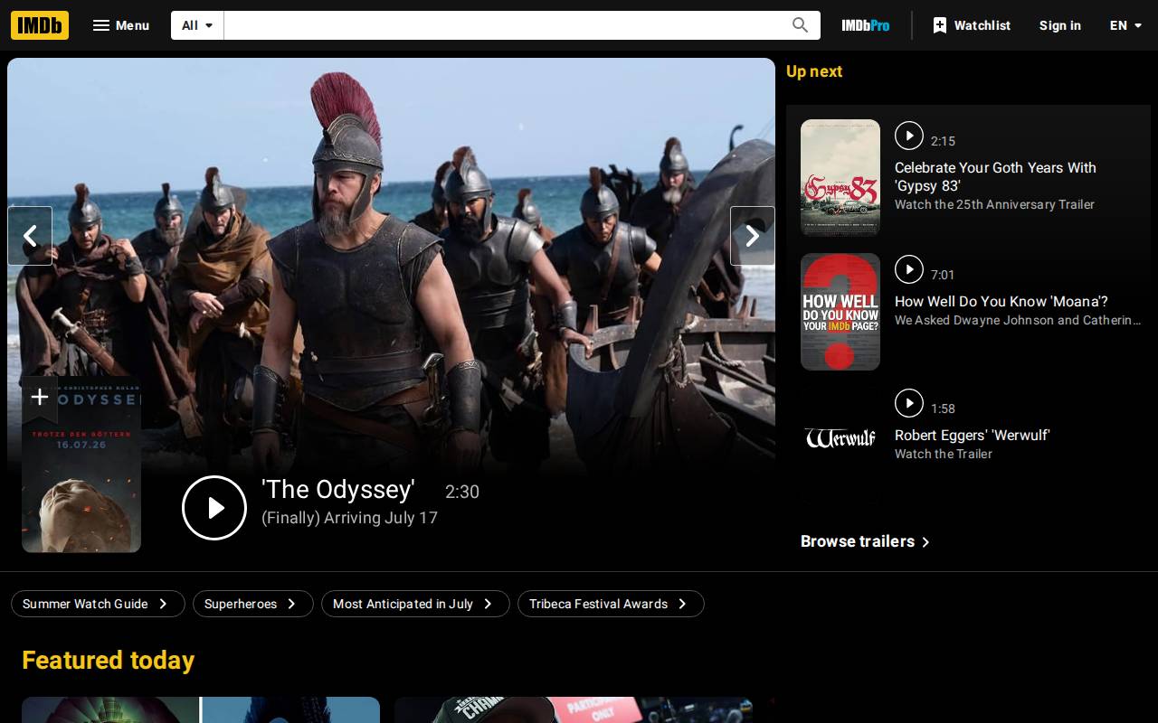 Screenshot of imdb.com