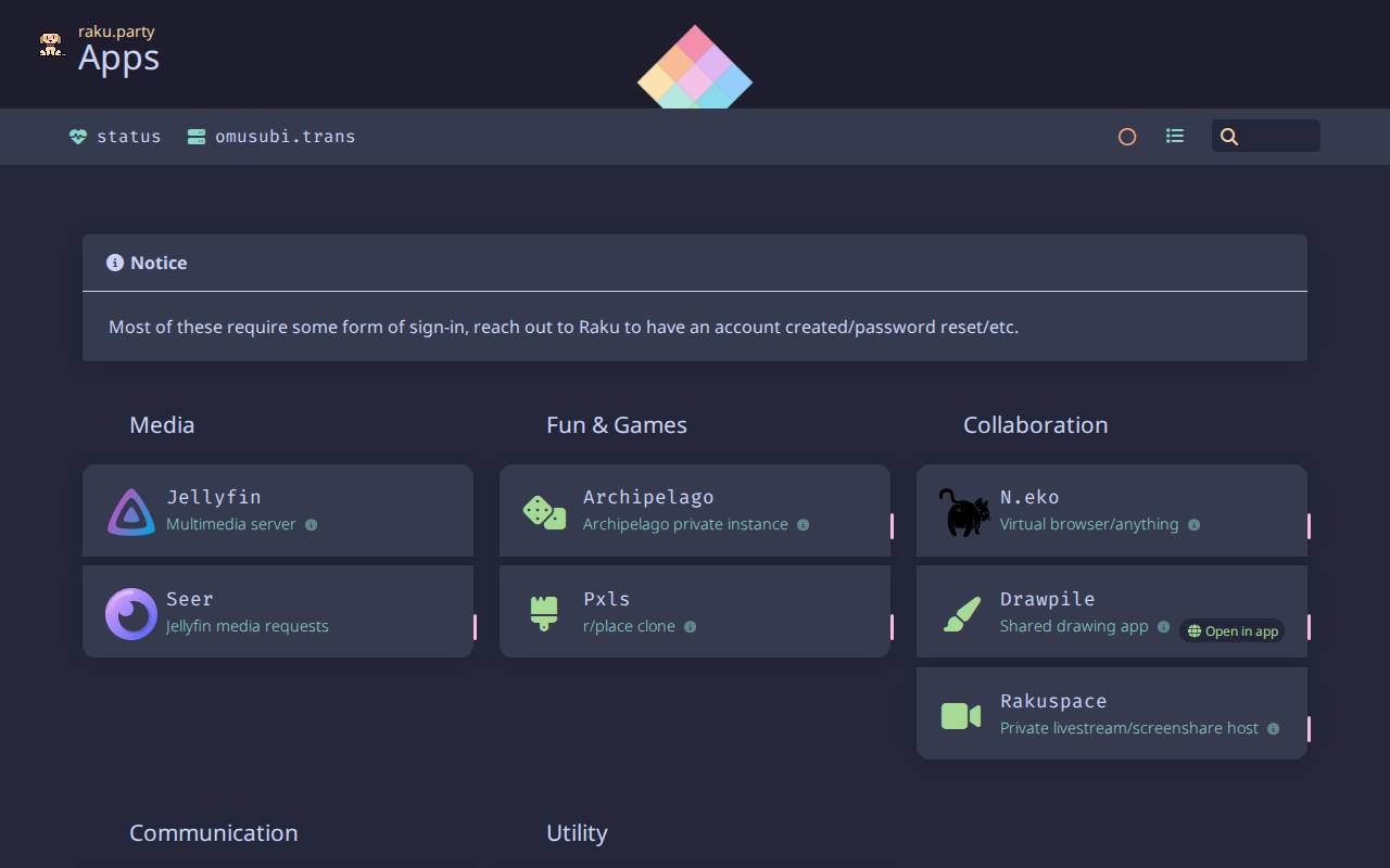 Screenshot of apps.raku.party