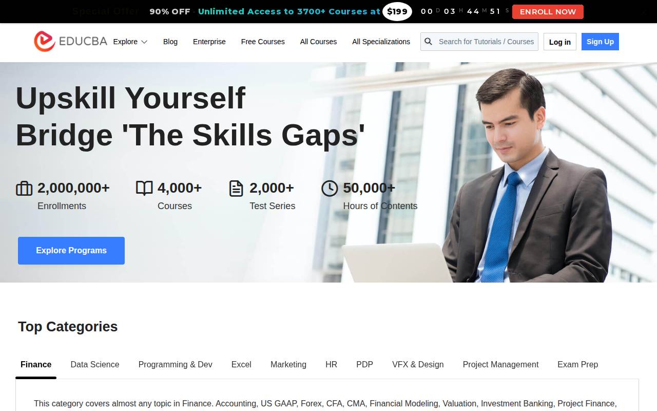 Screenshot of educba.com