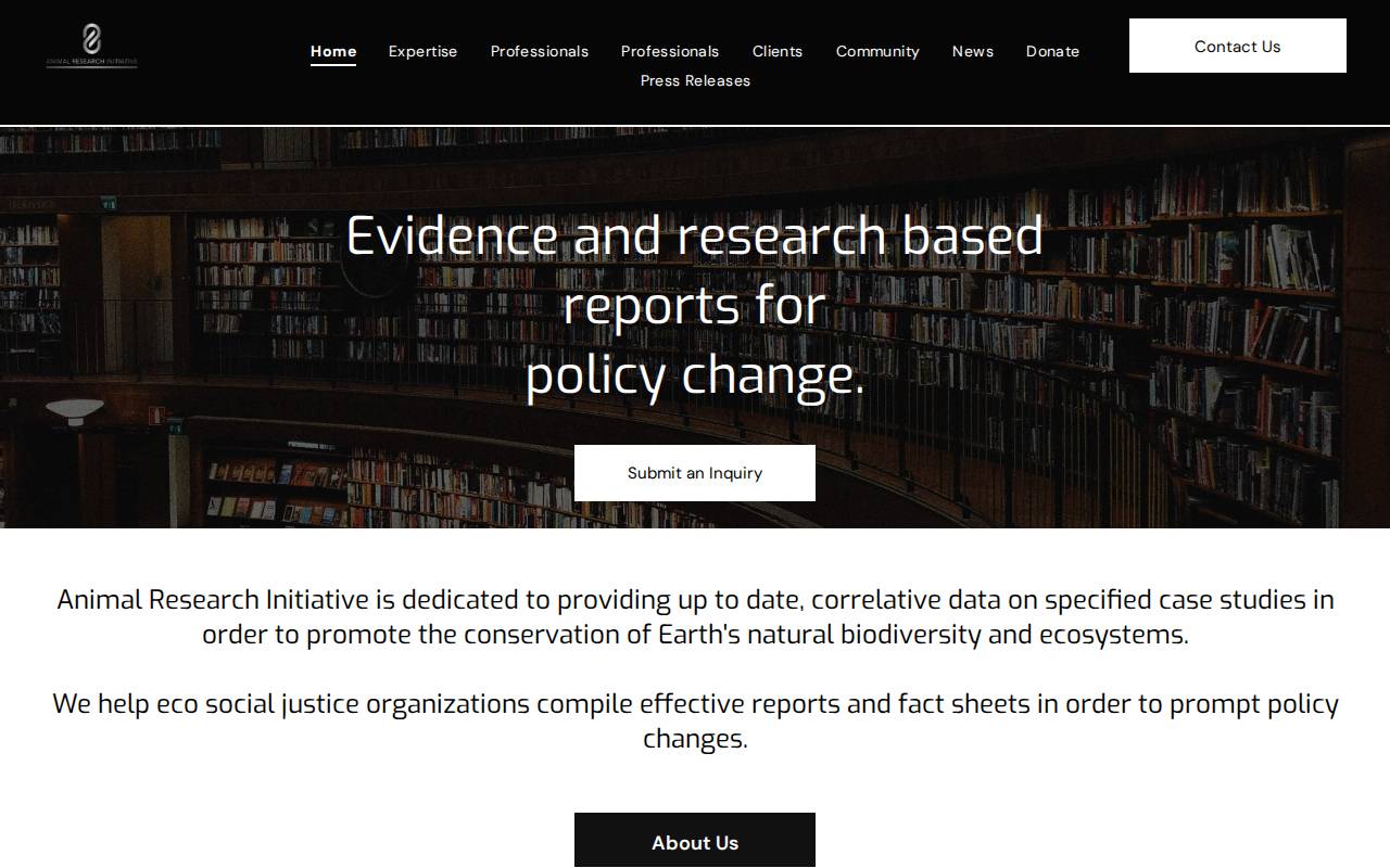Screenshot of animalresearchinitiative.org