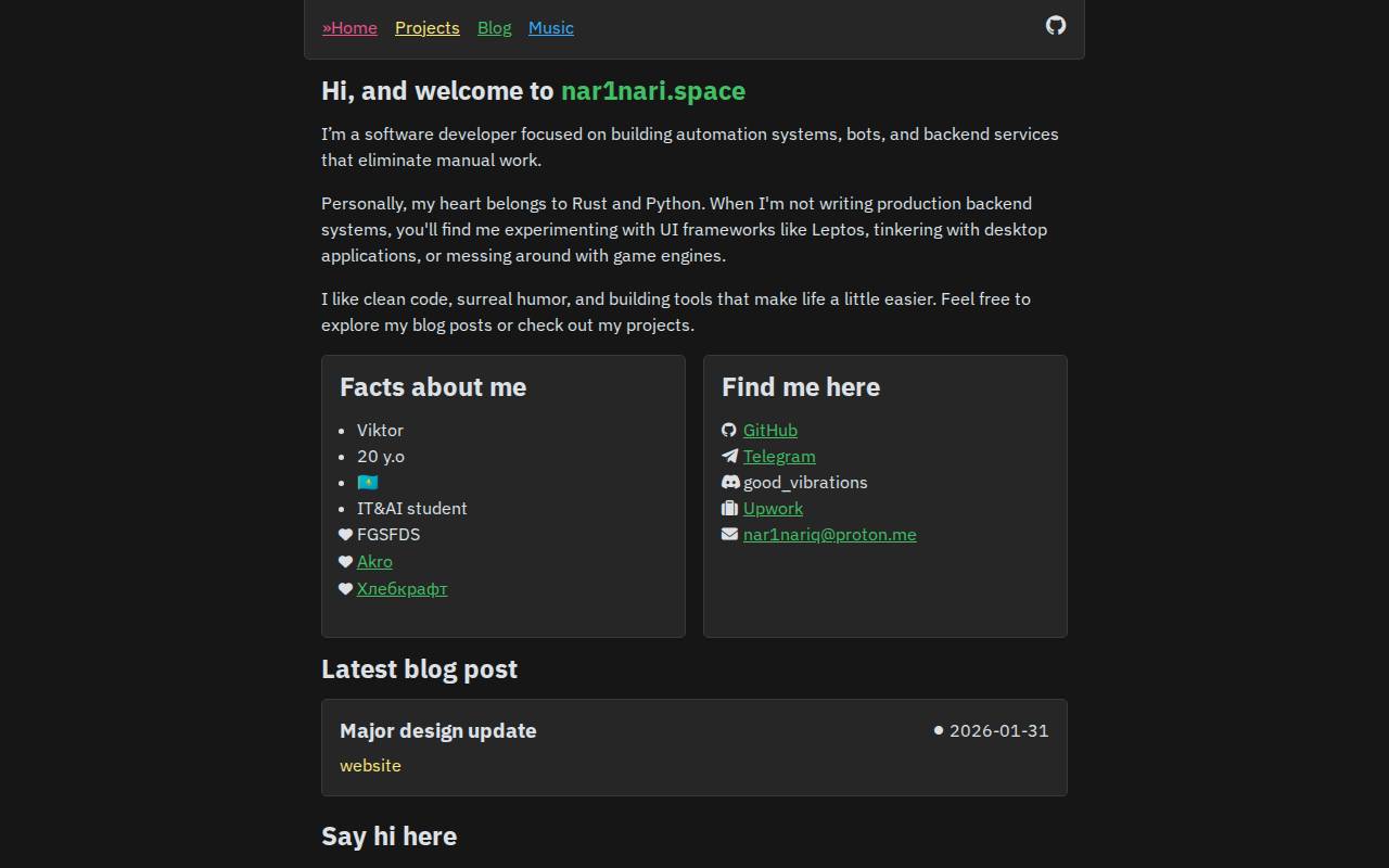 Screenshot of nar1nari.space