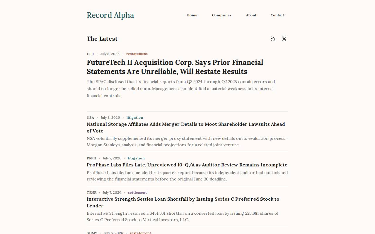 Screenshot of recordalpha.com
