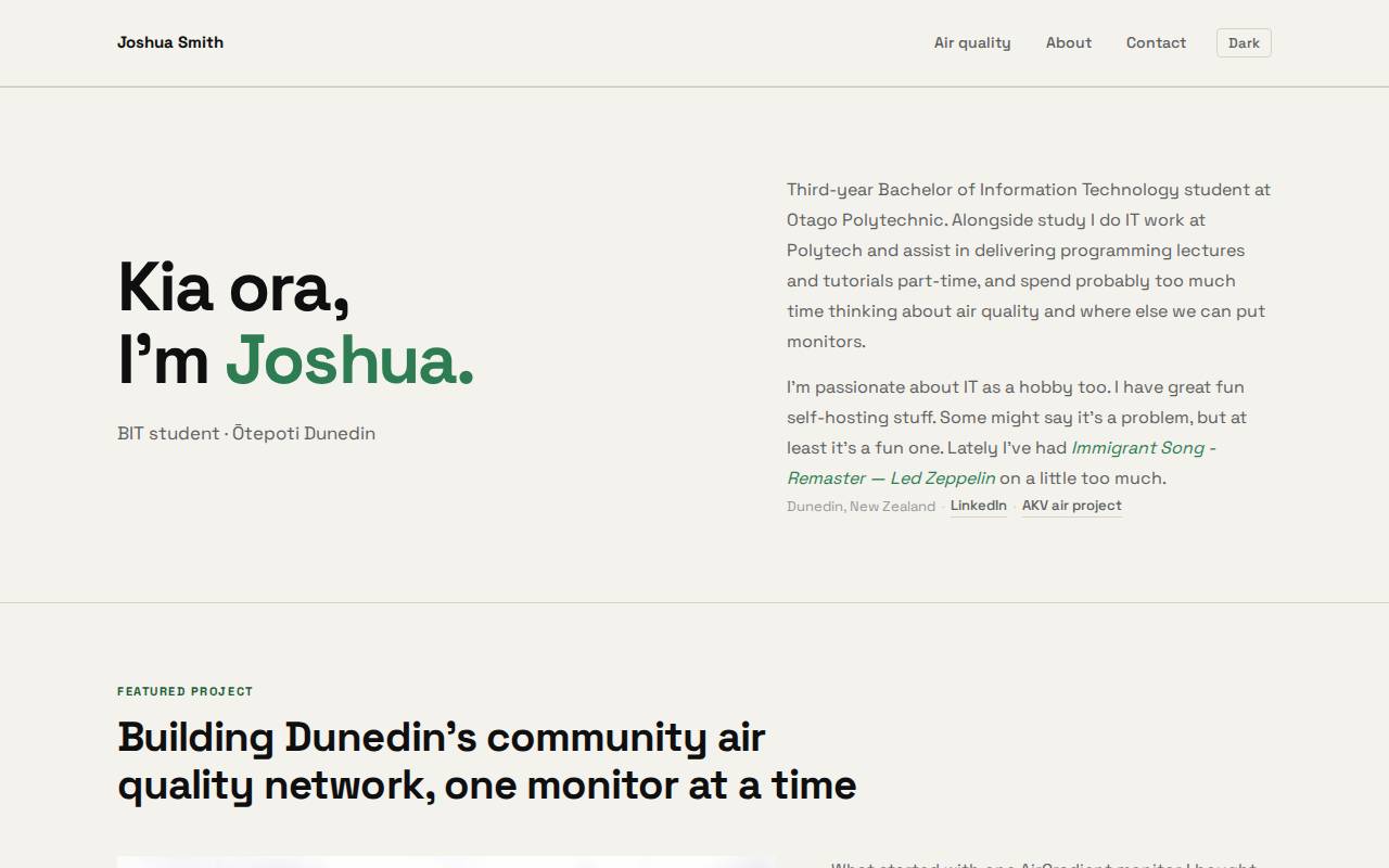 Screenshot of joshuasmith.nz