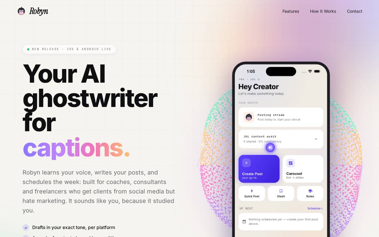 Screenshot of robynapp.com