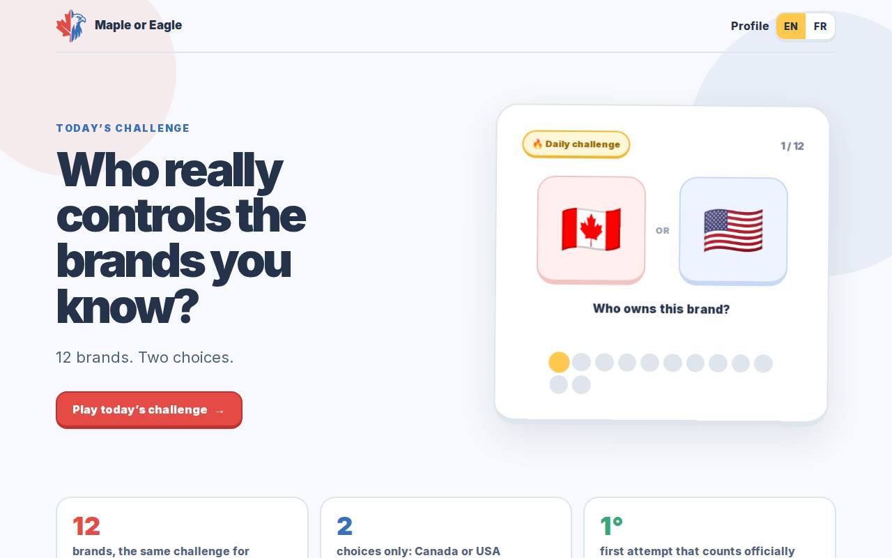 Screenshot of mapleoreagle.ca