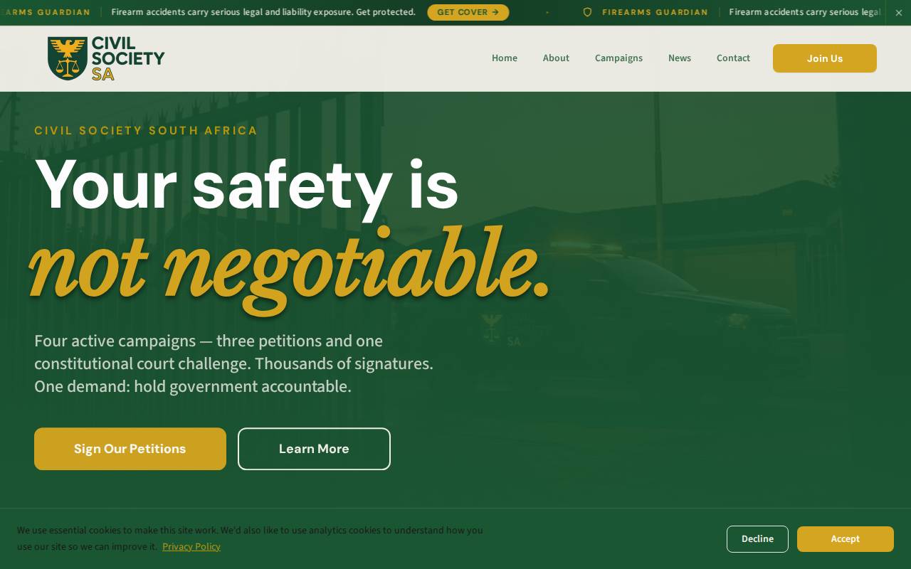 Screenshot of civilsocietysouthafrica.co.za
