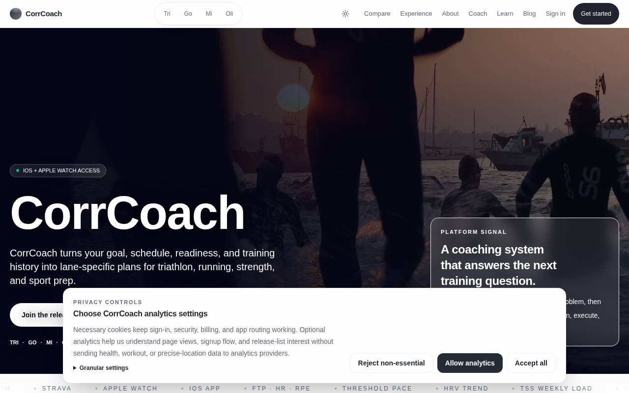 Screenshot of corrcoach.com