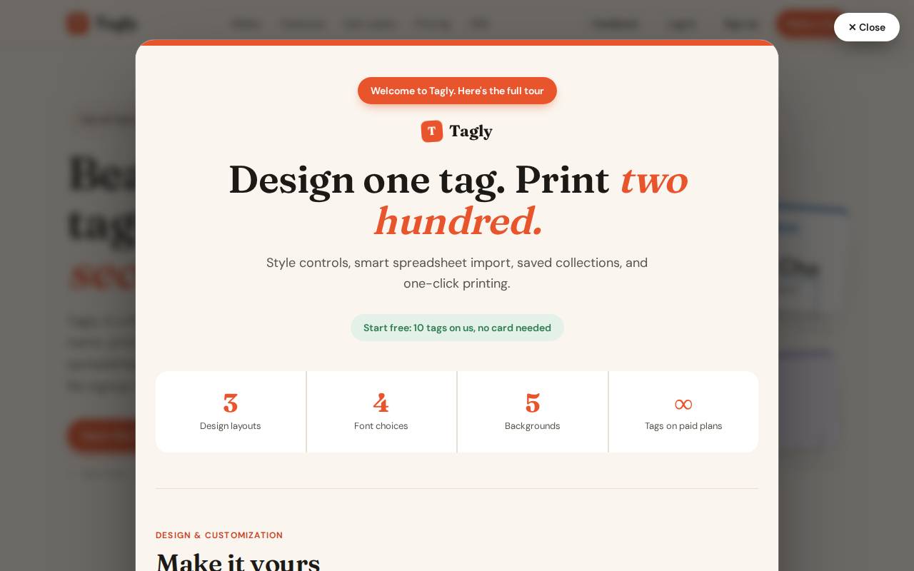 Screenshot of taglymaker.com
