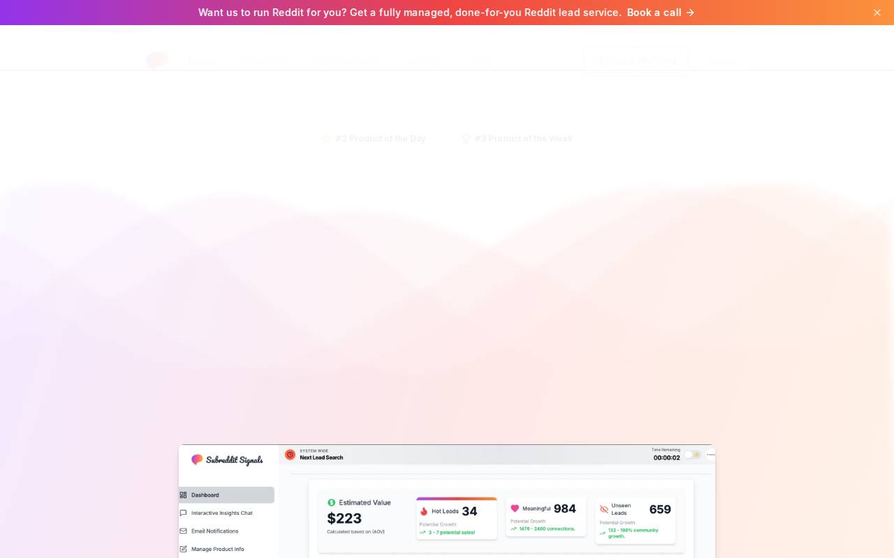 Screenshot of www.subredditsignals.com