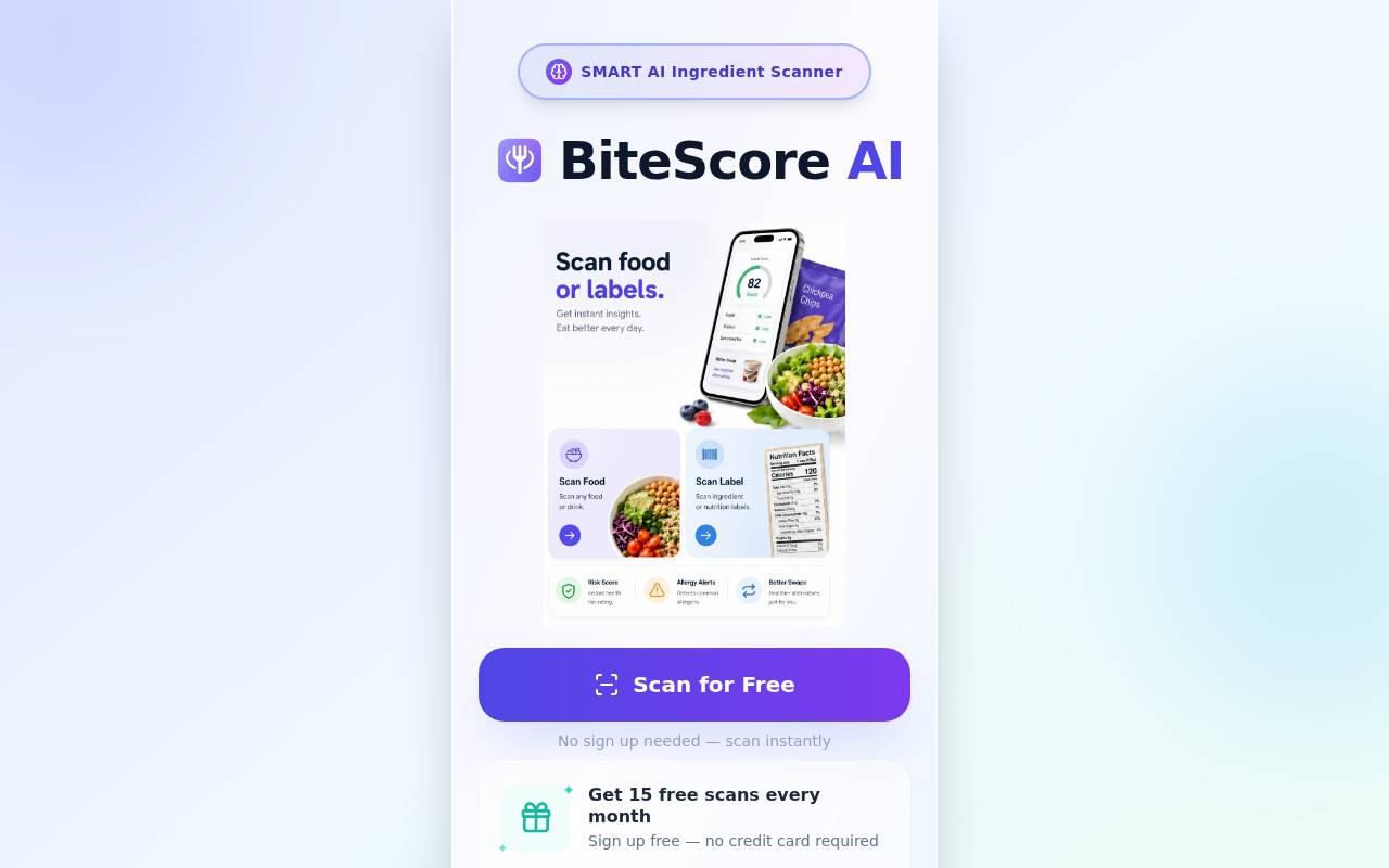 Screenshot of bitescoreai.com