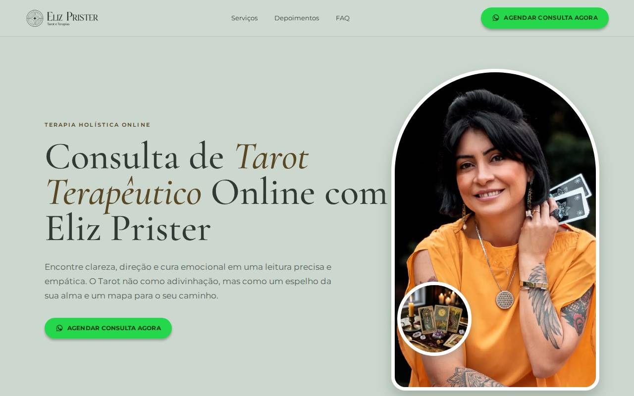 Screenshot of consulta-tarot.elizprister.com.br