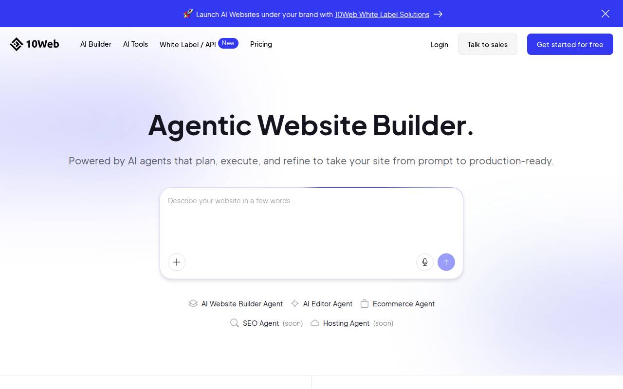 Screenshot of 10web.io