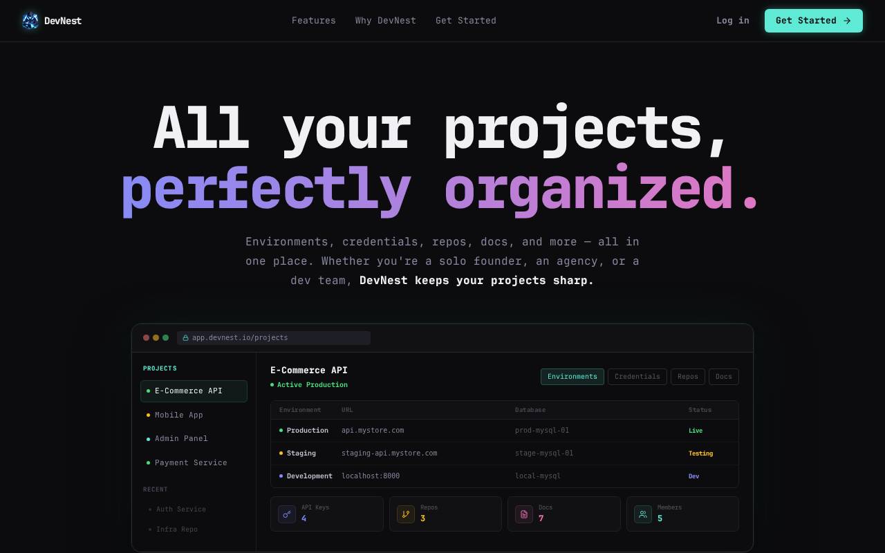 Screenshot of devnest.urvin.space