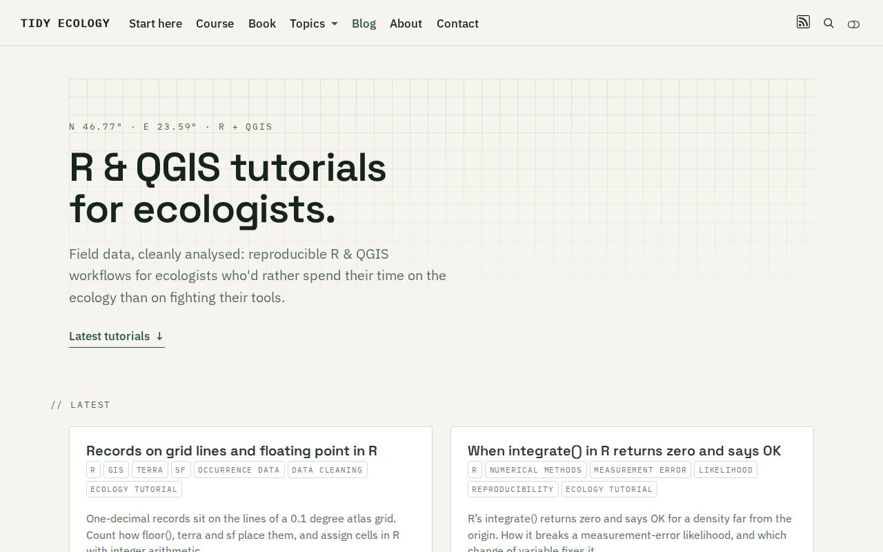 Screenshot of tidyecology.com