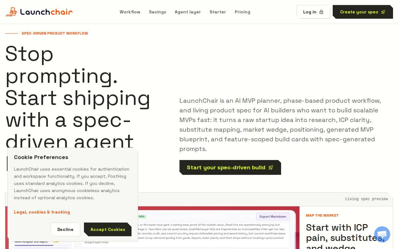 Screenshot of www.launchchair.io